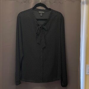 Forever 21 sheer polka dot tie neck blouse